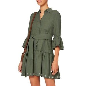 Derek Lam 10Crosby Grommet Hem Flounced Shirtdress